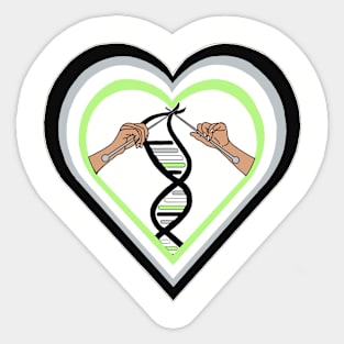 Agender Pride Flag Knitted DNA Heart Sticker